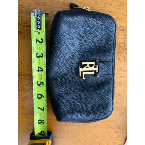 Lauren Ralph Lauren Womens Cosmetic Makeup bag 100% Cow Leather Black EUC - Picture 6 of 7